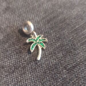 Silver and Green Sprkley Palm Tree Bikini Charm